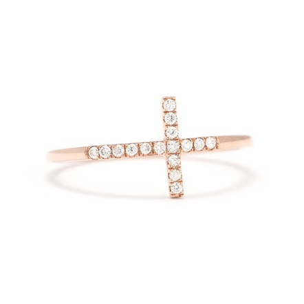 Gold & Diamond Sideways Cross Stack/Midi Ring