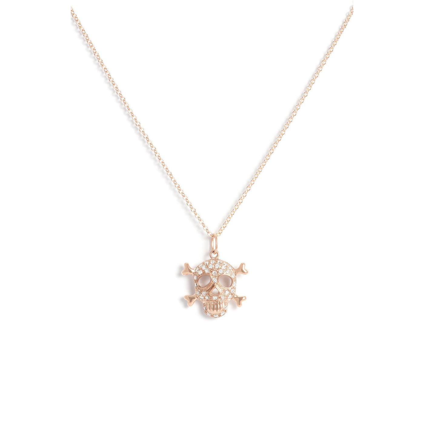 Gold & Diamond Pave Skull & Crossbone Pendant