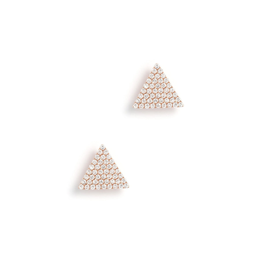 Gold & Diamond Triangle Stud Earrings