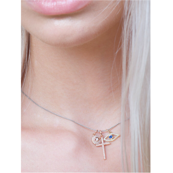 間のか楔　AMBIVALENCE Evil Eye Midi Diamond Half Pave Pendant | Suzanne Kalan®