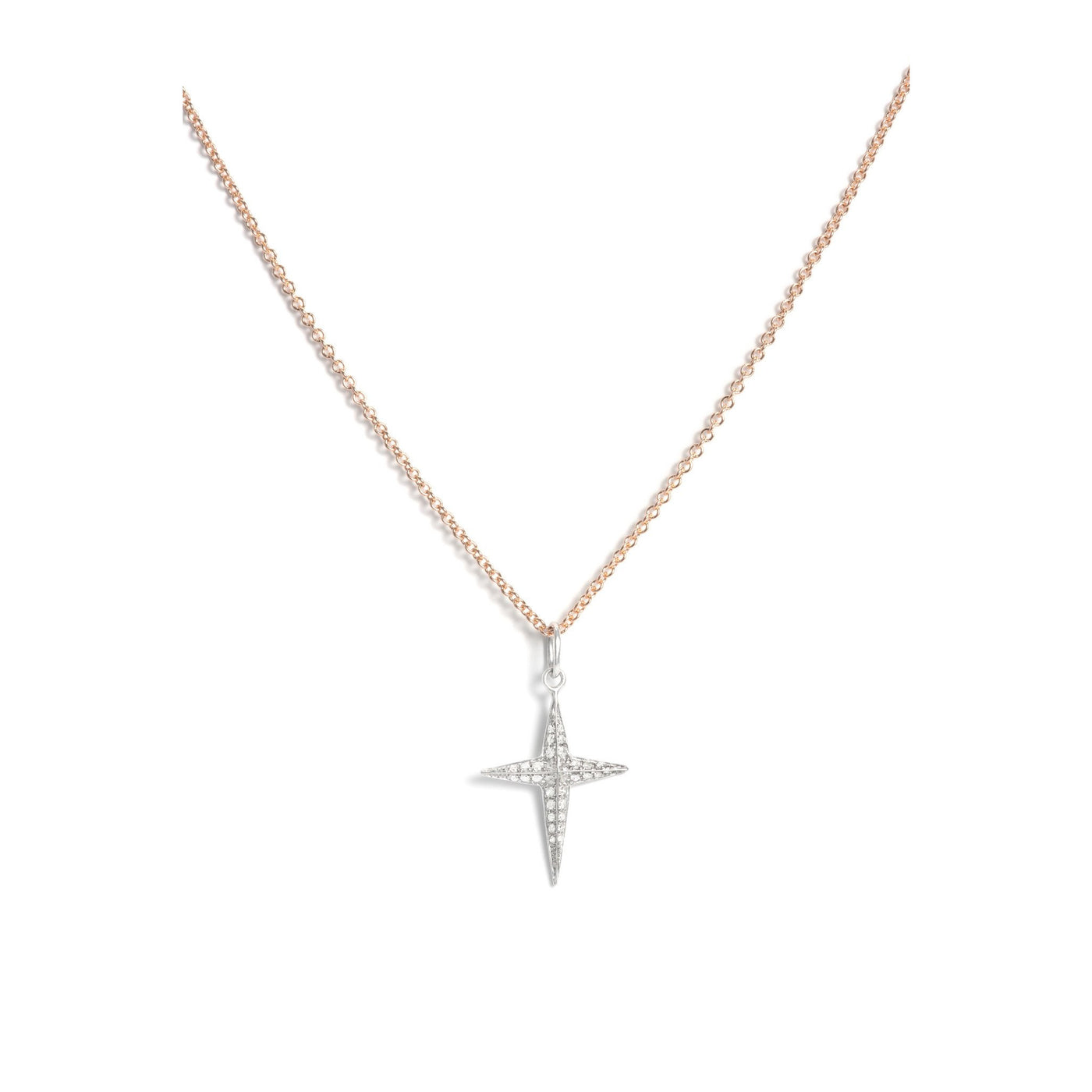 Faceted Gold & Diamond Cross Pendant