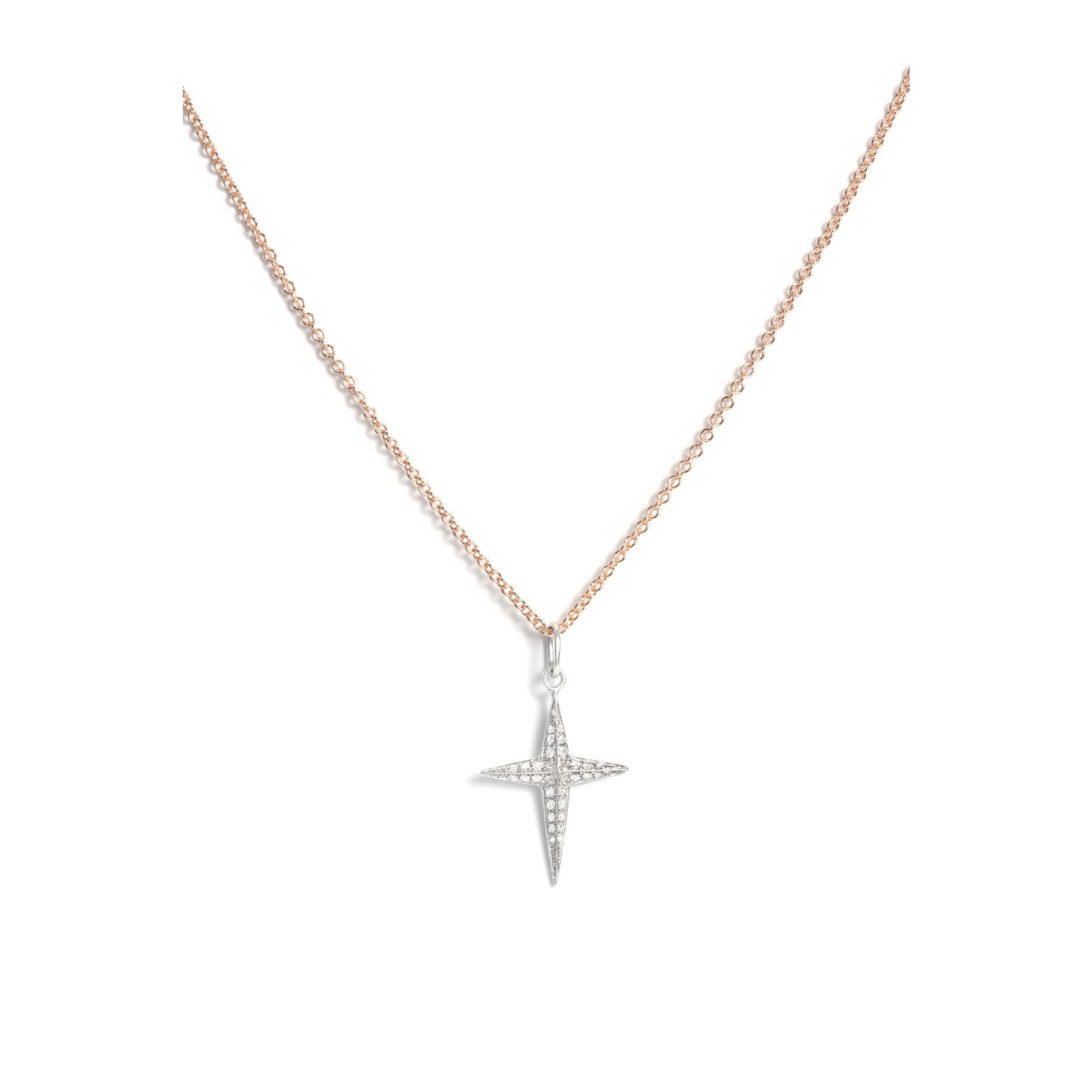 Faceted Gold & Diamond Cross Pendant