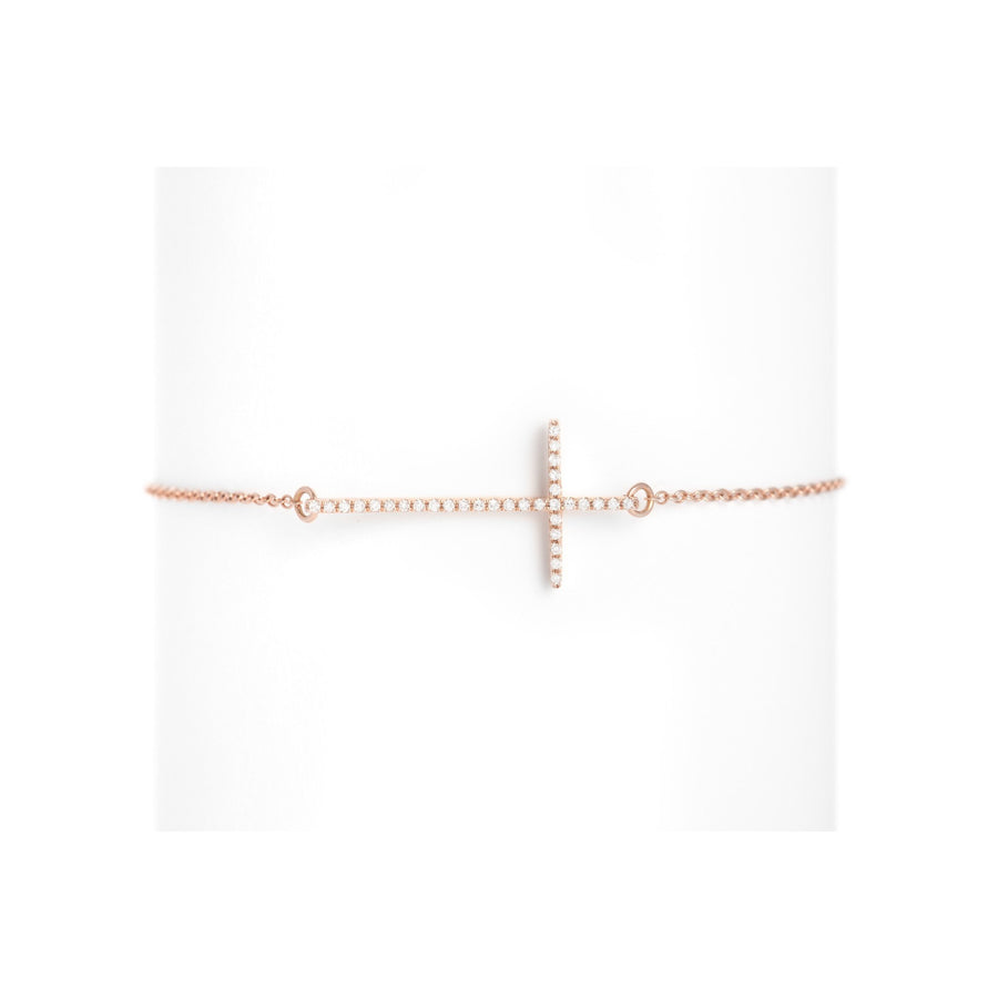 Gold & Diamond Cross Bracelet