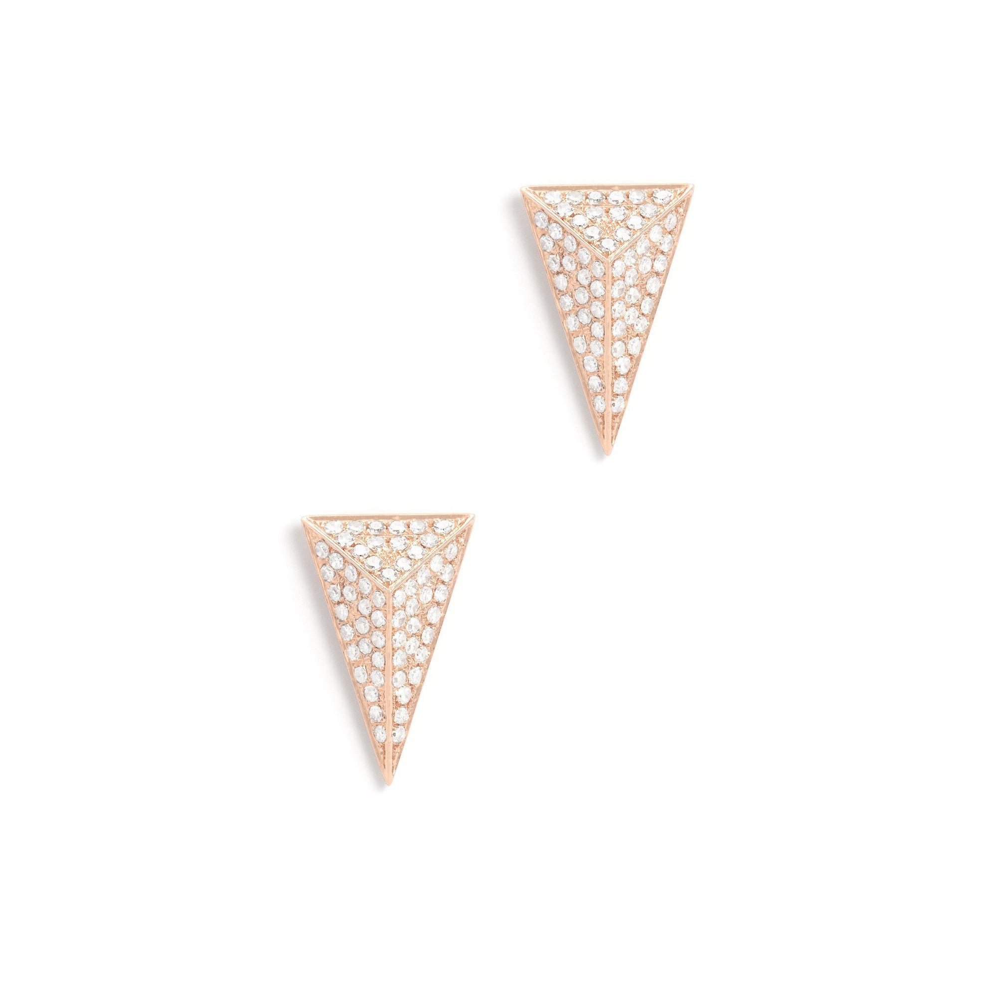 Gold & Diamond Pave Pyramind Earrings