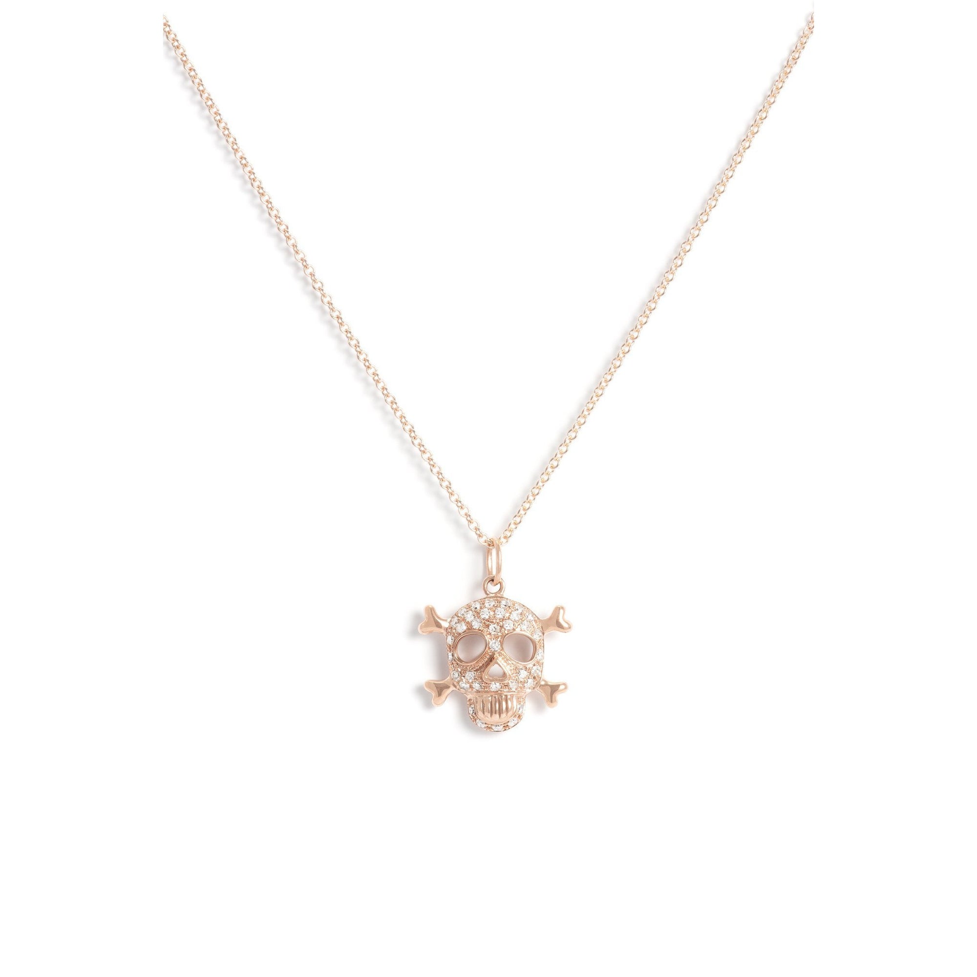 Gold & Diamond Pave Skull & Crossbone Pendant