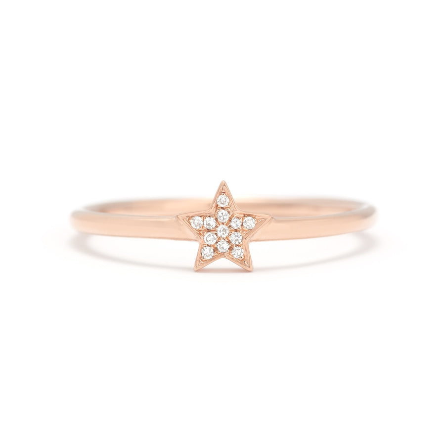 Gold & Diamond Star Stack Ring