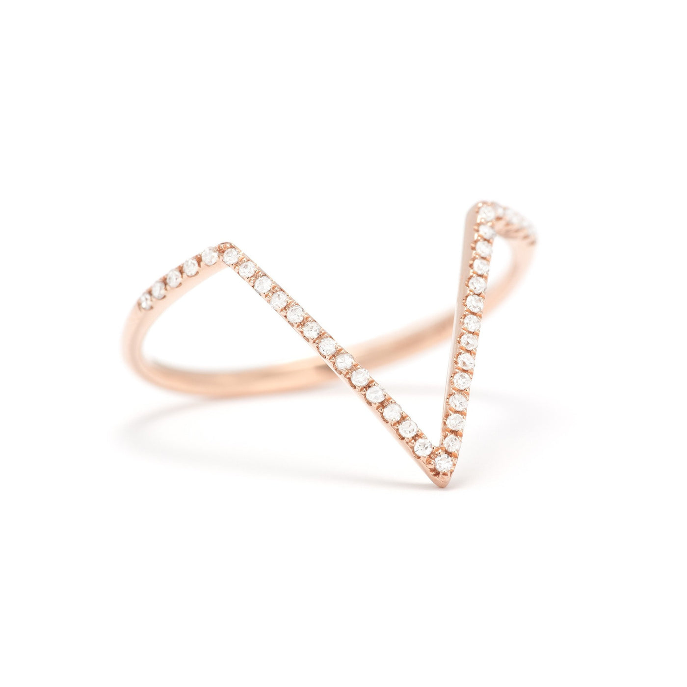 Gold & Diamond V-shaped Stack Ring