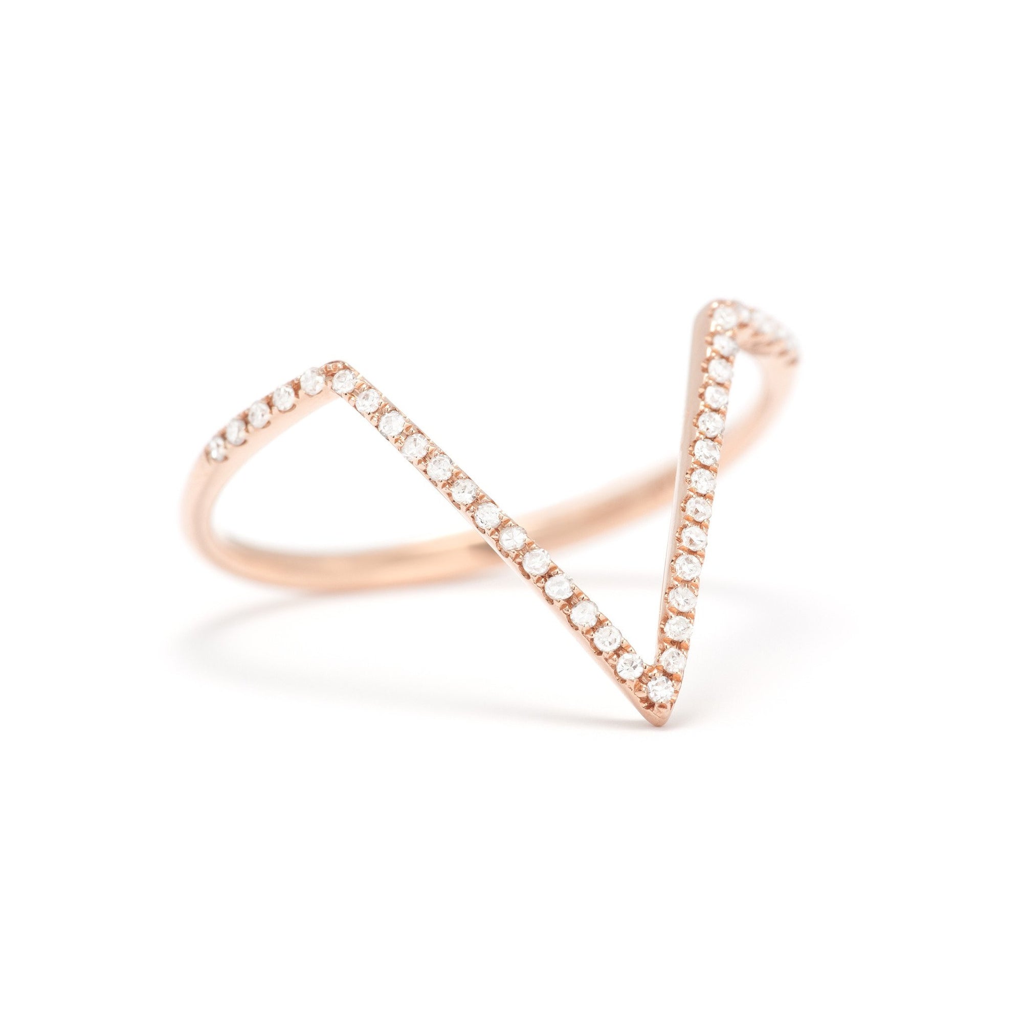 Gold & Diamond V-shaped Stack Ring