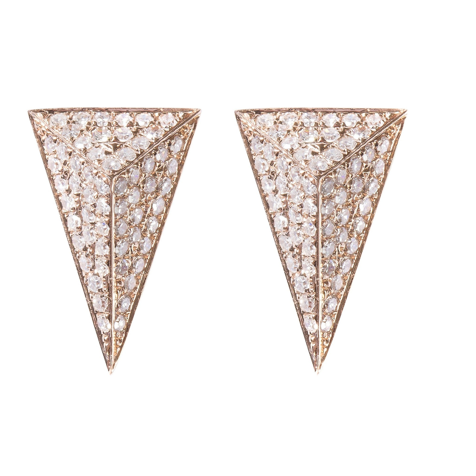 Gold & Diamond Pave Pyramind Earrings
