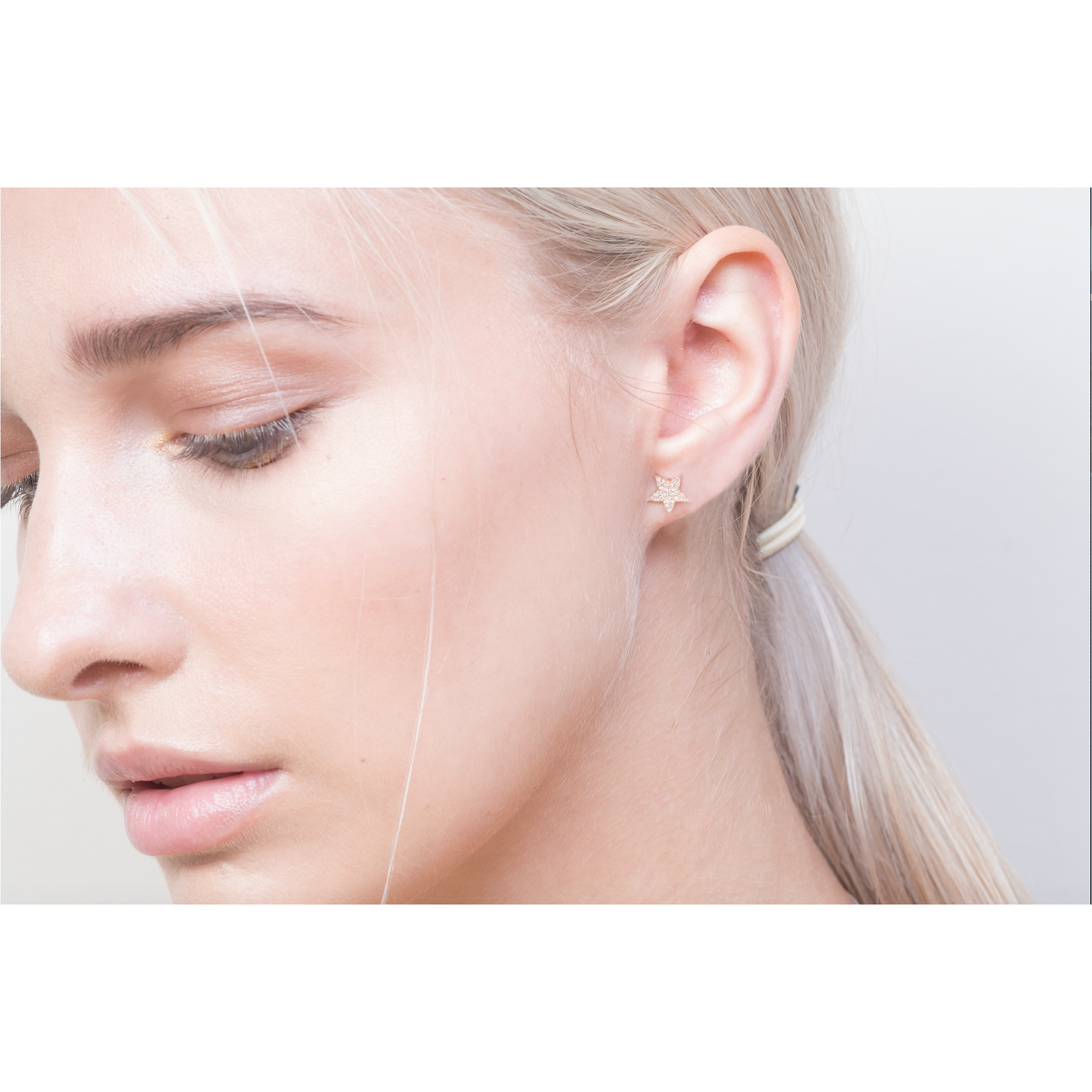 Gold & Diamond Pave Star Earrings